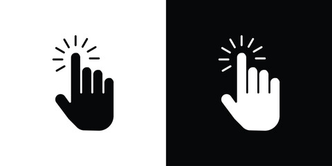 Leinwandbilder - Hand click icon in flat version on black and white background