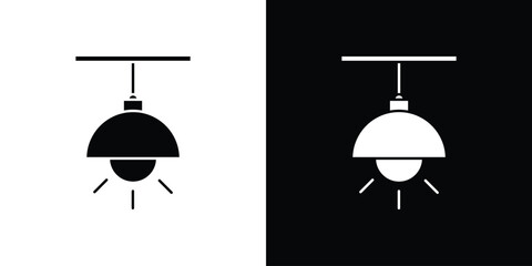 Aufkleber - Hanging light icon in flat version on black and white background