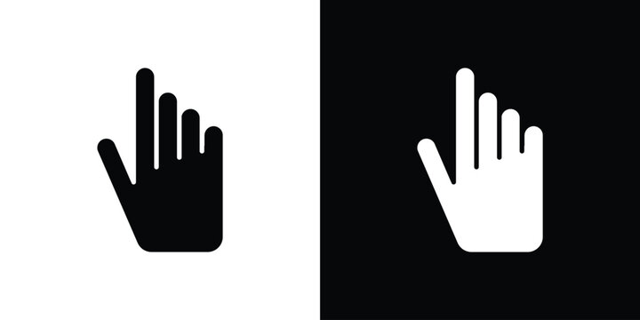 Hand pointer icon in flat version on black and white background