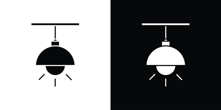 Hanging light icon in flat version on black and white background