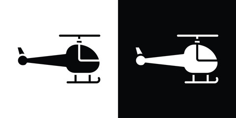 Aufkleber - Helicopter icon in flat version on black and white background