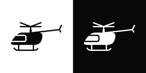 Aufkleber - Helicopter icon in flat version on black and white background