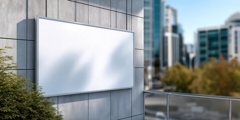 Poster - Blank Billboard on Building Balcony Overlooking City, Ideal for Outdoor Advertising and Promotional Campaigns : Generative AI