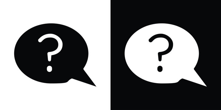 Help icon in flat version on black and white background