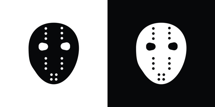 Hockey mask icon in flat version on black and white background