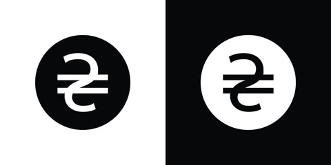 Aufkleber - Hryvnia icon in flat version on black and white background