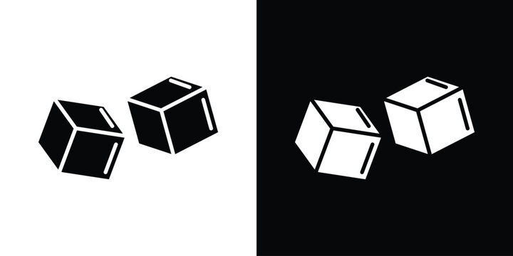 Ice icon in flat version on black and white background