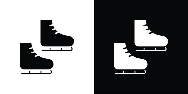 Ice skate icon in flat version on black and white background