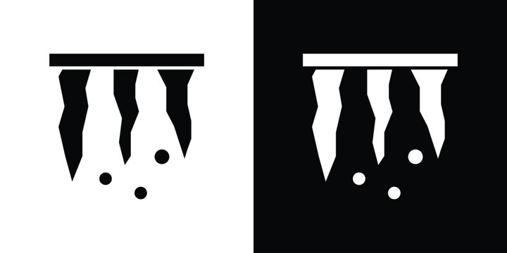 Icicles icon in flat version on black and white background