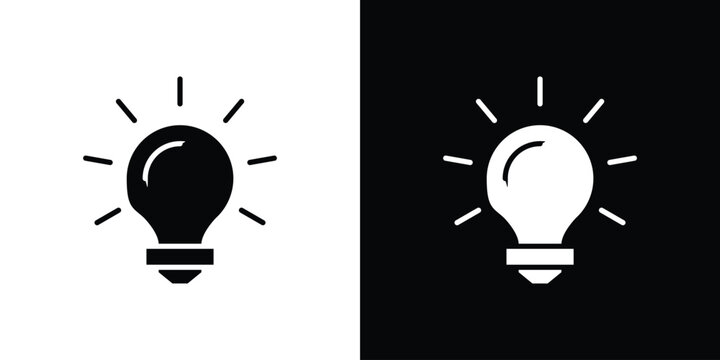 Idea icon in flat version on black and white background