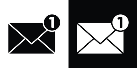Aufkleber - Inbox icon in flat version on black and white background