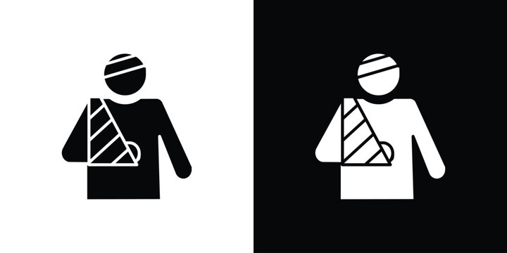 Injury icon in flat version on black and white background