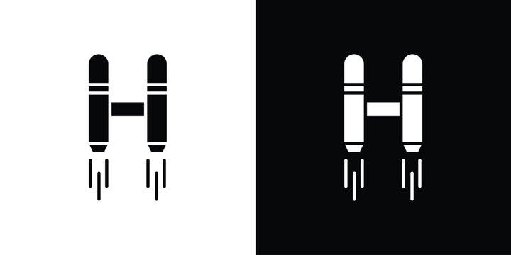 Jetpack icon in flat version on black and white background