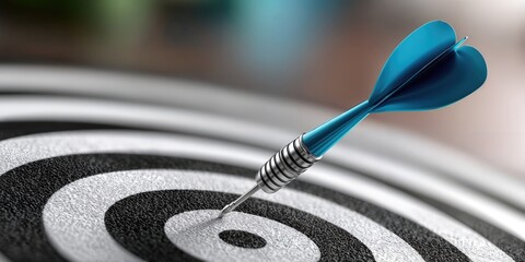 Aufkleber - Blue Dart Hitting Center of Target, Representing Business Success and Goal Achievement, Perfect for Marketing Campaigns and Strategic Planning Visuals : Generative AI