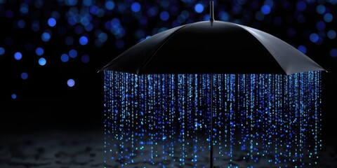 Aufkleber - Umbrella Protecting From Falling Binary Code, Representing Cybersecurity and Data Protection in the Digital Age, a Metaphor for Online Safety and Privacy : Generative AI