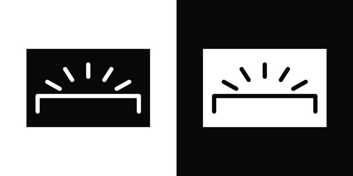 Keyboard brightness icon in flat version on black and white background