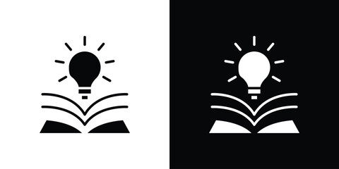 Fototapete - Knowledge icon in flat version on black and white background
