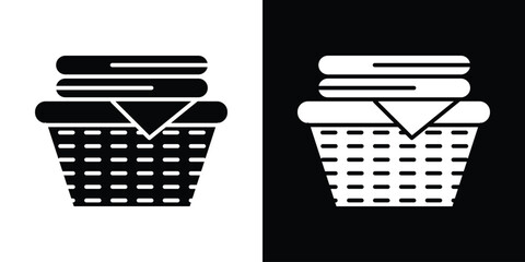 Poster - Laundry basket icon in flat version on black and white background
