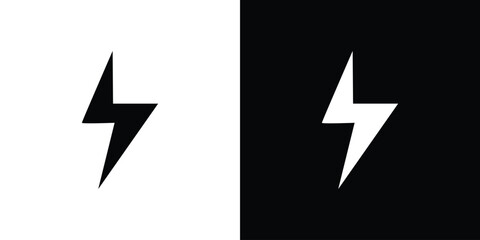 Aufkleber - Lightning bolt icon in flat version on black and white background