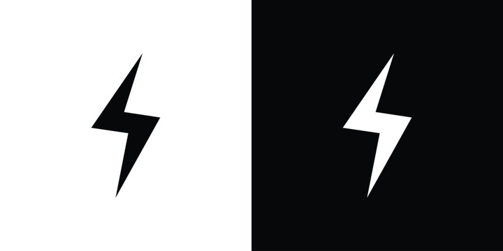 Lightning icon in flat version on black and white background