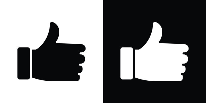 Like icon in flat version on black and white background