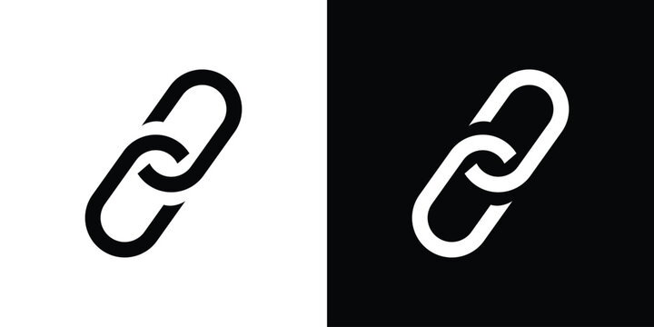 Link icon in flat version on black and white background