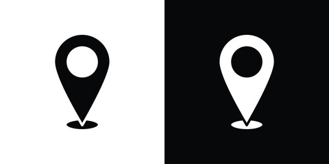 Poster - Location pin icon in flat version on black and white background