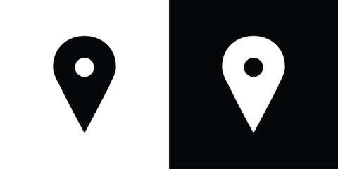 Poster - Location pin icon in flat version on black and white background