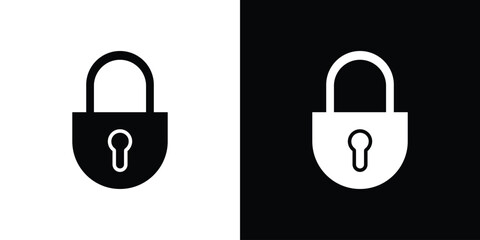 Leinwandbilder - Lock icon in flat version on black and white background