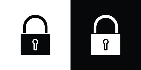 Leinwandbilder - Lock icon in flat version on black and white background