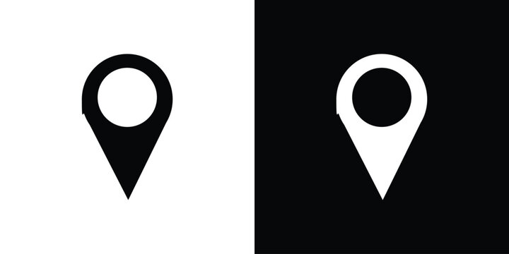 Location icon in flat version on black and white background