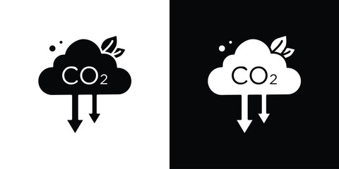 Aufkleber - Low carbon dioxide icon in flat version on black and white background
