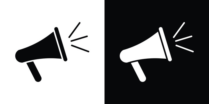 Loud Speaker icon in flat version on black and white background