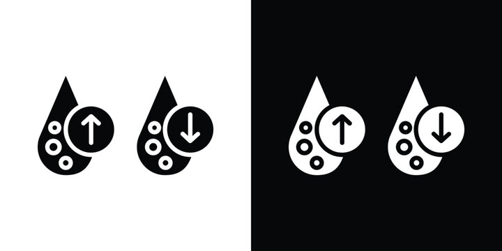 Low and high cholesterol icon in flat version on black and white background