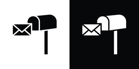 Fototapete - Mailbox icon in flat version on black and white background