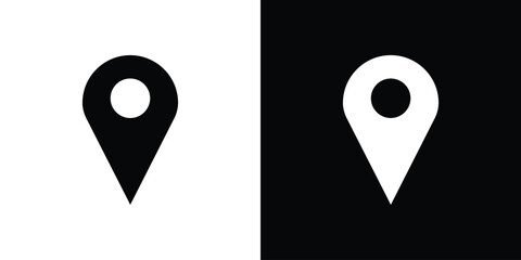 Fototapete - Map marker icon in flat version on black and white background