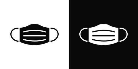 Aufkleber - Mask face icon in flat version on black and white background