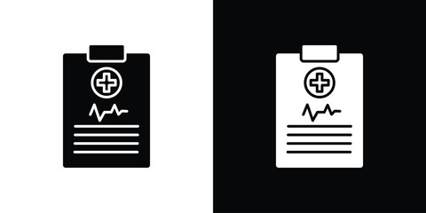 Aufkleber - Medical report icon in flat version on black and white background