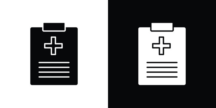 Medical insurance icon in flat version on black and white background