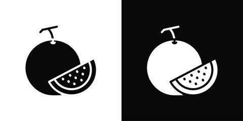 Aufkleber - Melon icon in flat version on black and white background