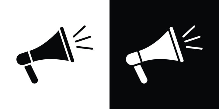 Megaphone icon in flat version on black and white background