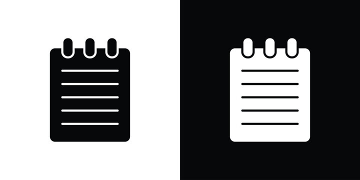 Memo Pad icon in flat version on black and white background