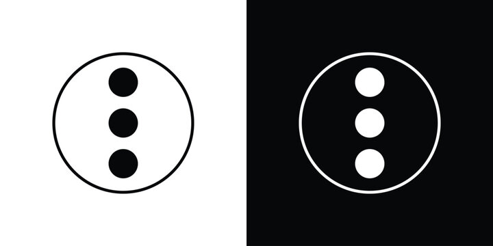 Menu dots icon in flat version on black and white background