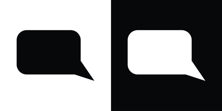 Message icon in flat version on black and white background