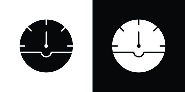 Meter icon in flat version on black and white background