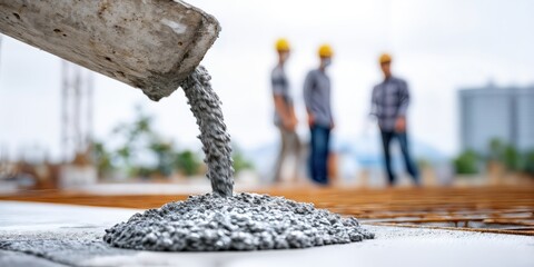Aufkleber - Fresh Concrete Being Poured on Construction Site by Workers, Showcasing Progress and Infrastructure Development : Generative AI