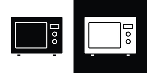 Aufkleber - Microwave icon in flat version on black and white background