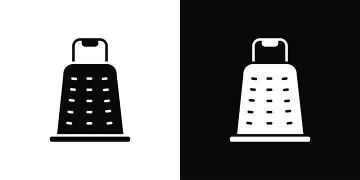 Microplane grater icon in flat version on black and white background