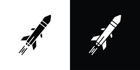 Poster - Missile icon in flat version on black and white background