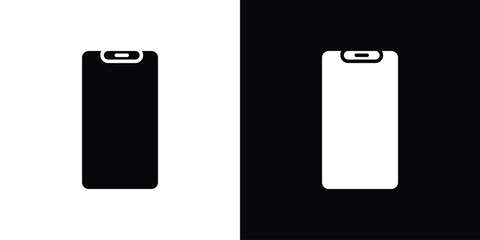 Poster - Mobile icon in flat version on black and white background